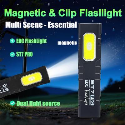 Pocket-Sized Multi-Mode LED Flashlight USB C Compact Camping Led Flashlight Bottom Magnetic Back Clip Design for Camping