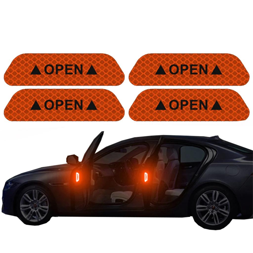 4PCS Car Door Reflective Sticker - Safety Opening Warning Tape Auto Interior Exterior Reflector Accessories