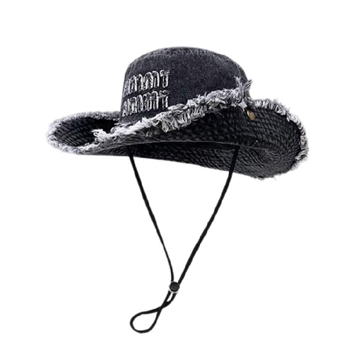 Альпинистская шляпа Потертая рыбацкая шляпа Дышащая западная рыбацкая шляпа чёрный