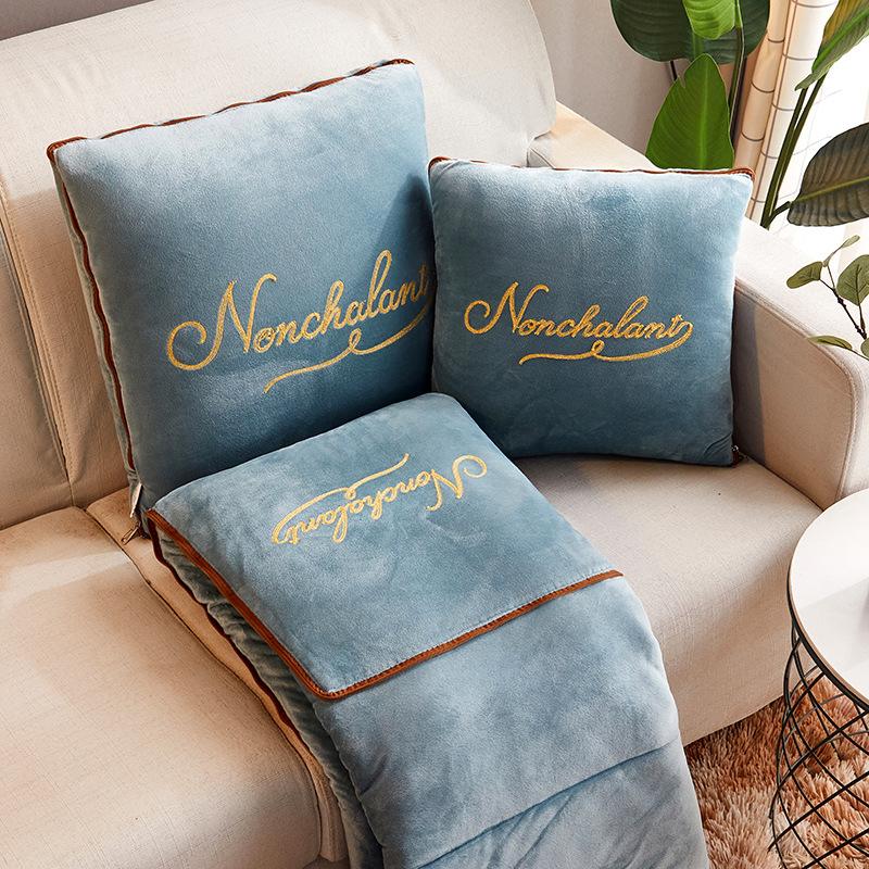 Super Soft Travel Blanket Throw Pillow 2 In 1 Thick Crystal Fleece Office Chair Nap Pillow Quilt Dual-use Home Sofa Decor