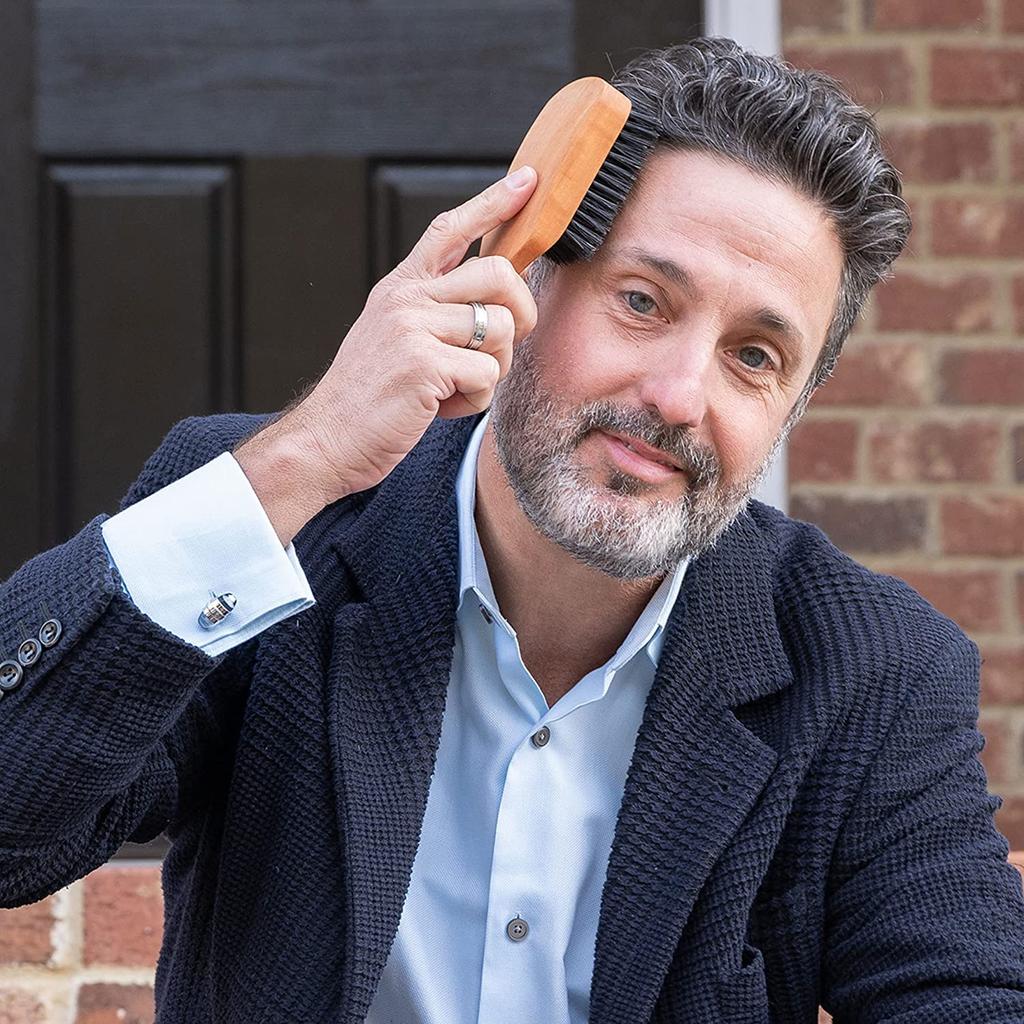 SHASH Hair Brush Natural Boar Bristle Hair Brush for for Thin To Normal Made In Germany with Wooden Hair Brush Men's - 100% Men, Hair,