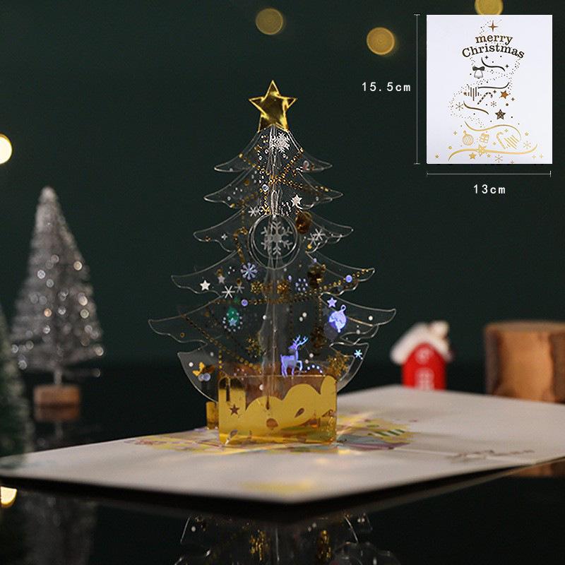 3D Christmas Tree Greeting Card for New Year - Festive Blessings for Friends