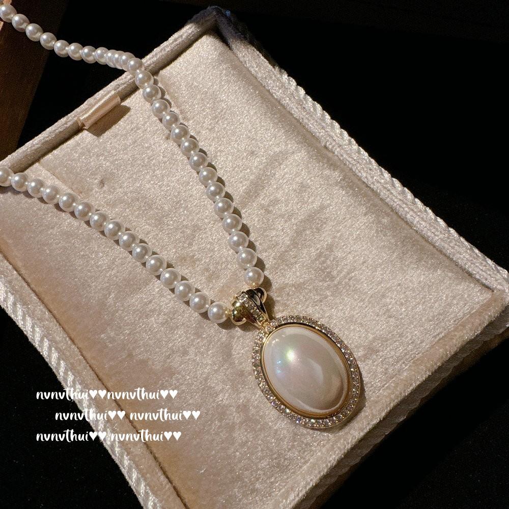 Mermaid Tears, Peacock Purple Mabe Pearl Necklace, Tahiti, Mermaid Ji Egg-Shaped Bead Necklace, Stacked Wear