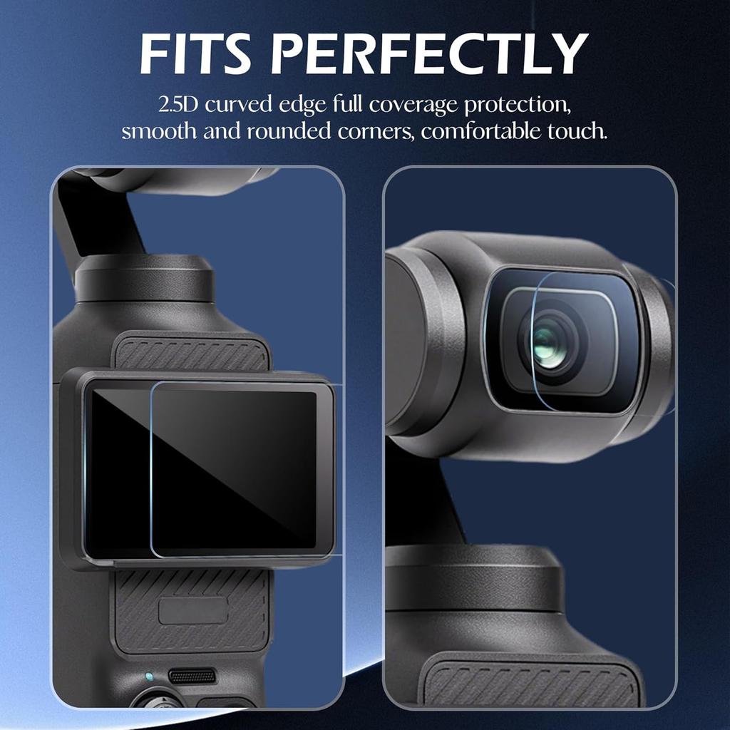 For DJI Osmo Pocket 3/4 Xtra Muse Tempered Glass Screen Lens Protector 9H Hardness HD Clear Anti-Scratch Camera Accessories