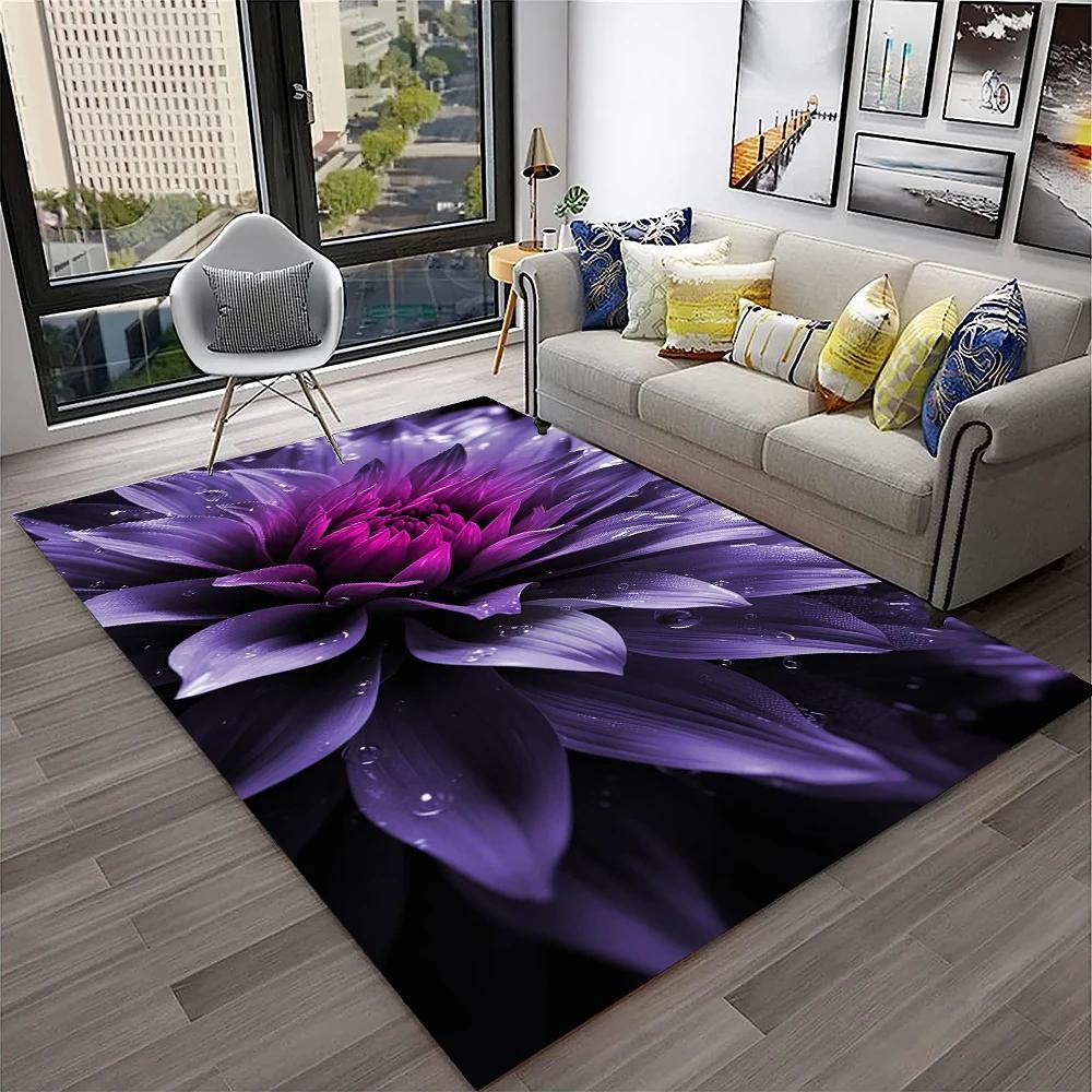 Romantic Rose Flower Carpet Home Living Room Area Rug Bedroom Doormat Non-slip Foldable Washable Floor Mat For Entryway Hallway
