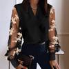 New Spring Autumn Long Sleeve Lace Mesh Patchwork Shirt Fashion V-neck Loose Office Blouse Swet Elegant Streetwear Casual Tops Women's Clothing