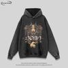 Oversized Streetwear Dog Print Hoodie Unisex Heavyweight Cotton Long Sleeve Pullover Winter Casual Wear