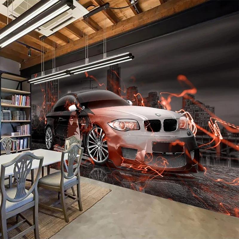 Wallpaper 3d Creative Art Sports Car Murals Restaurant Cafe Bar Ktv Background Wall Mural