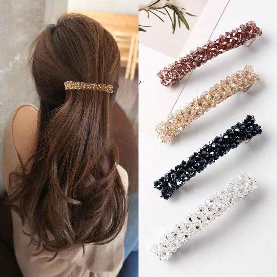 Elegant Sparkling Rhinestone Hairpins - Stainless Steel Spring Clips with Crystal Embellishments, Perfect for Stylish Updos & Festive Occasions