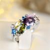 Geometric CZ Stone Multicolor Zircon Rings For Women Vintage Silver Color Engagement Ring Wedding Jewelry Bridal Versatile Gifts