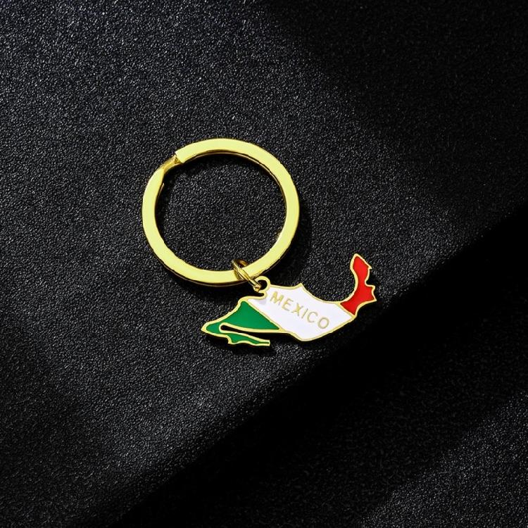 Mexico Border Line Map Flag Keychain Charm Pendant Keyring Gifts for Women Men