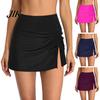 Short de Bikini Mode au Bord de la Piscine pour Femmes Taille Haute Jupe-Short de Bain Ruchée Fente Latérale Bas Séchage Rapide Respirant Sport Yoga Jupe Bas Divisé