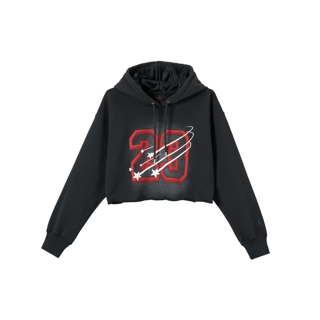 Jordan Felpa Crop Digitale con Cappuccio e Maniche Lunghe da Donna Nera HJ0146045