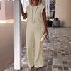 Women's Fashion Casual Summer Spring Solid Color Print Short Sleeve O-Neck Trousers Pants Suits