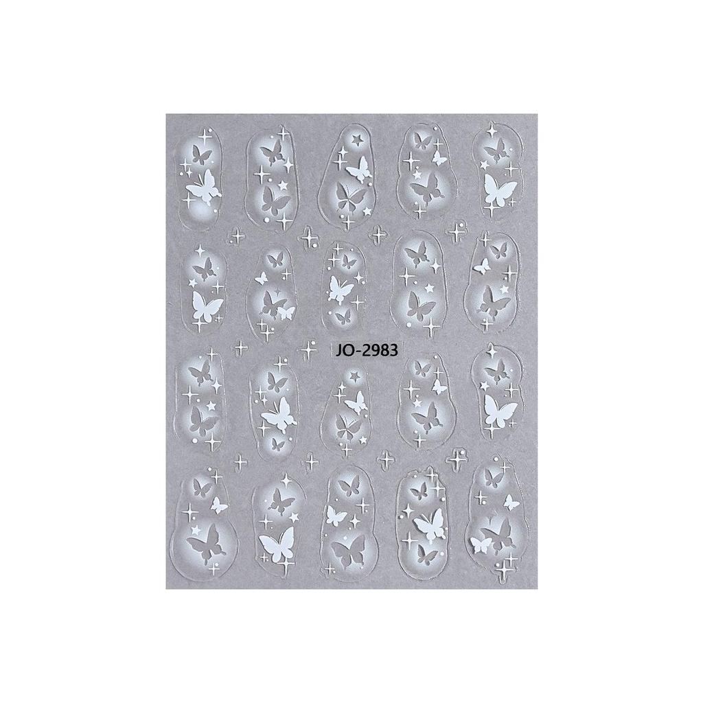 Butterfly and Star Hollow Nail Stickers - Thin, Tough, Adhesive Flat Type
