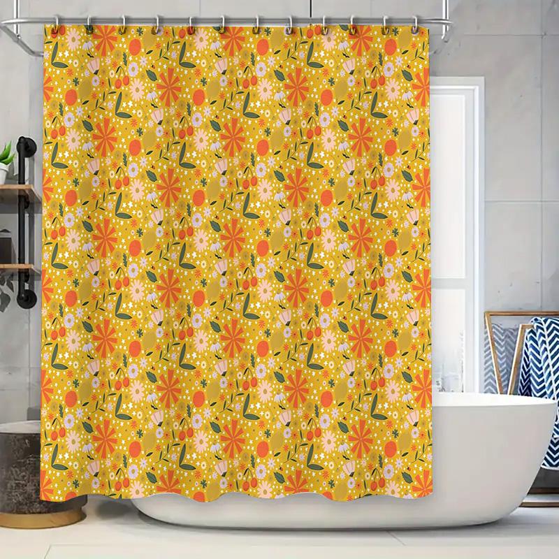 

Floral Shower Curtain Botanical Pattern Nature Inspired Bathroom Decor Vintage Farmhouse Rustic Washable Fabric Backdrop W60H190(CM)-1 Pcs