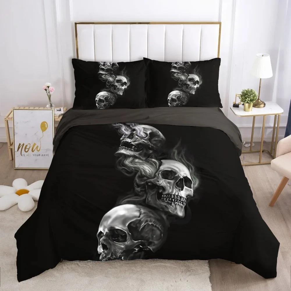 3D Scream Horror Skull Duvet Cover Set Queen Size Sugar Skull Bedding Sets Single Twin Full King Comforter Cover Bedroom Decor
