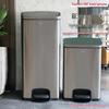 50L Stainless Steel Commercial Trash Can with Large Foot Pedal for Hotels and Shopping Malls