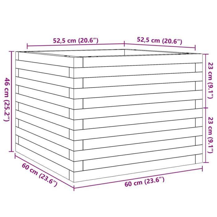 VidaXL Jardinière blanc 60x60x46 cm bois de pin massif, jardinière d'extérieur, bac à fleurs, boîte à plantes, jardinière de 3282410