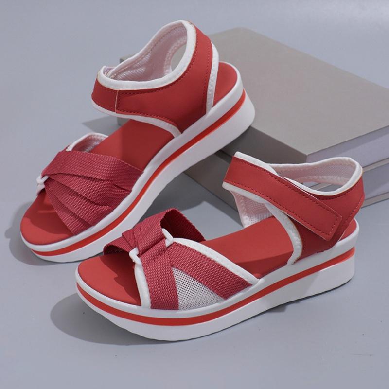 Fashion 2025 summer new European and American foreign trade large size comfortable leisure Velcro wedge sandals