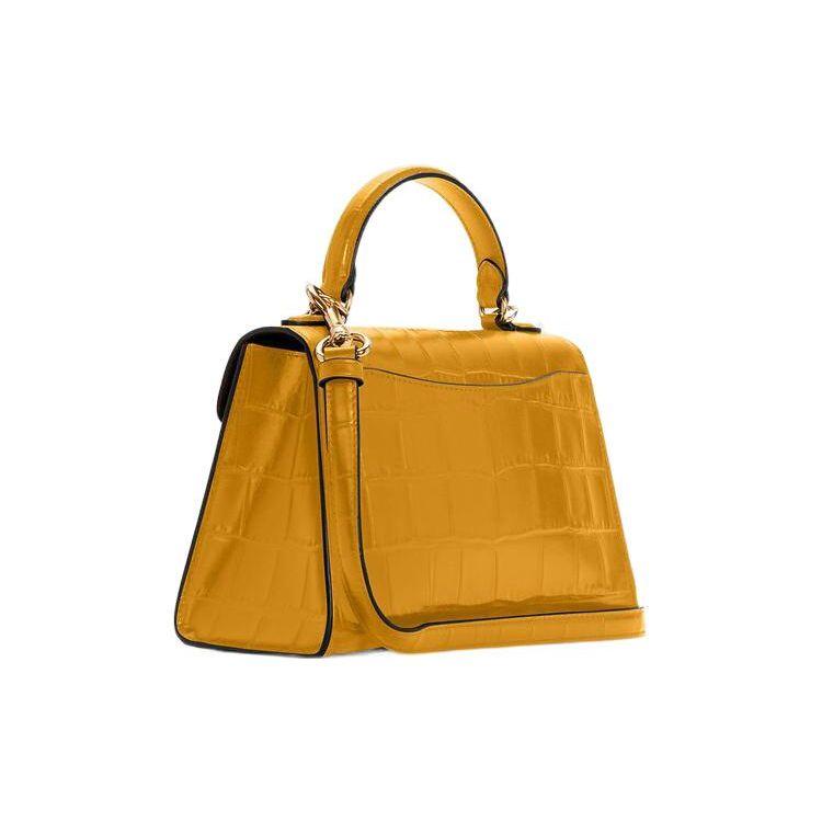 Coach Pepper 23 Classic Fashion Crocodile Pattern Magnetic Closure Leather Handbag Women handbags Yellow C5630-IMLQT