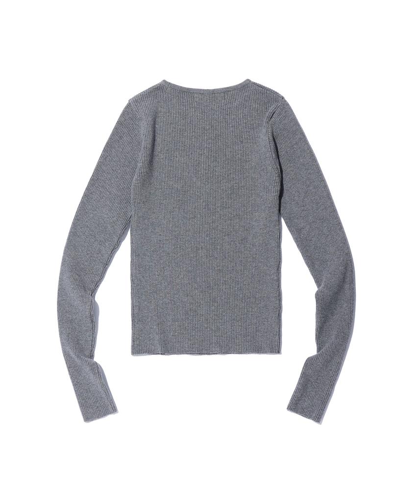YOUHEE Basic Logo Knit Melange Gray