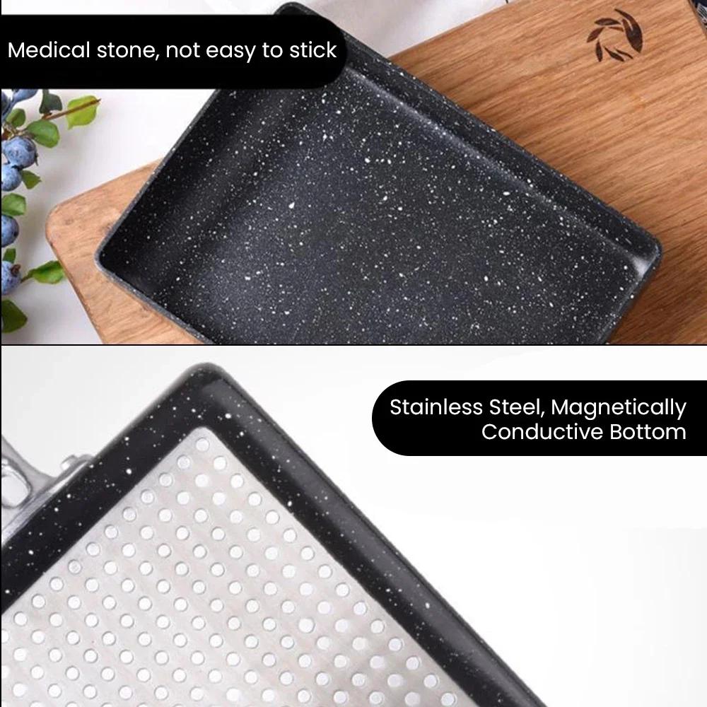 Non-stick Frying Pan Square Steak Frying Pan Medical Stone Breakfast Pan Egg Roll Frying Pan Kitchen Cookware Set Cookware