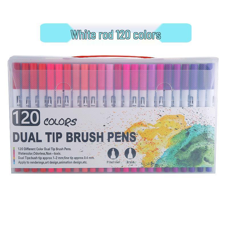 Water-based Double-ended Watercolor Pen Set with Colored Fine Liner and Soft Tip