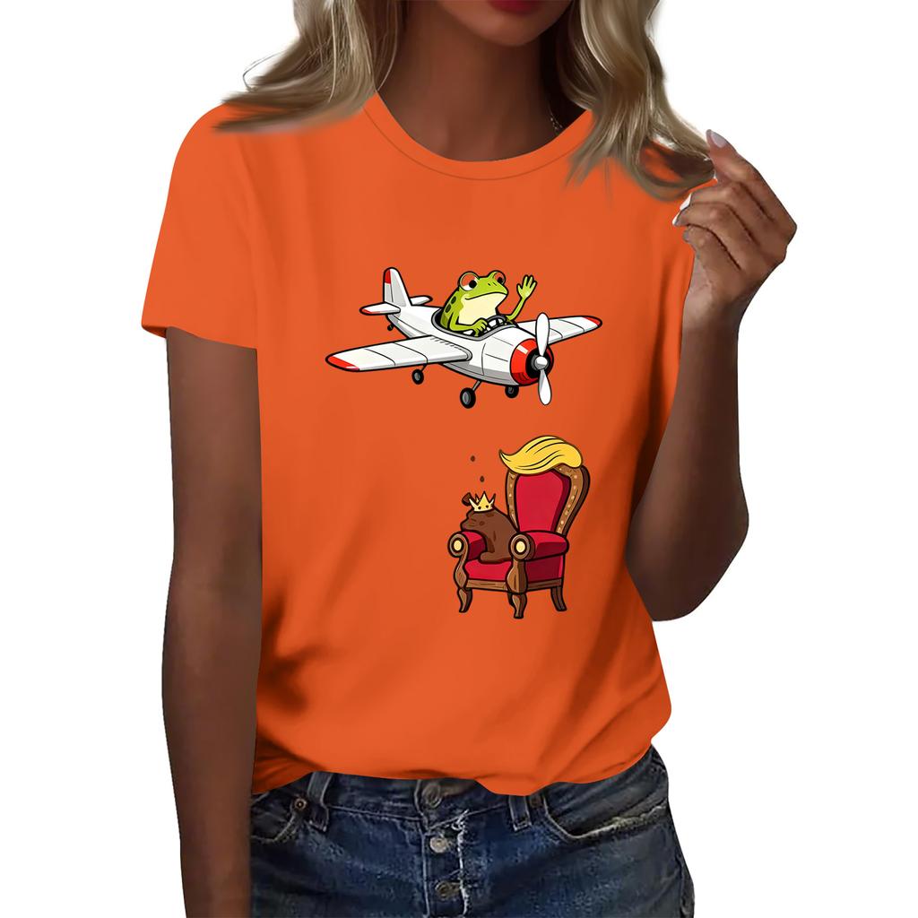 Women's Printed Round Neck Short Sleeve Top