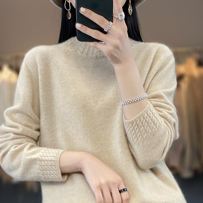 Suéter de cachemira para mujer Qinghe cachemira 30% cachemira 70% lana jersey de otoño e invierno cálido y a la moda