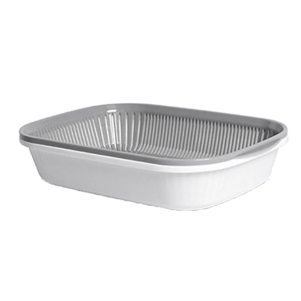 

Квадратный герметичный контейнер для еды с дренажем, имбирем, чесноком и луком, холодильник, качество хранения, органайзер для кухни, ящик для хранения в холодильнике, новый серый