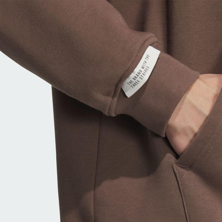 Adidas Jednobarevná ležérní mikina s kapucí přes hlavu Unisex mikiny Zemitě hnědá Černá JM9077