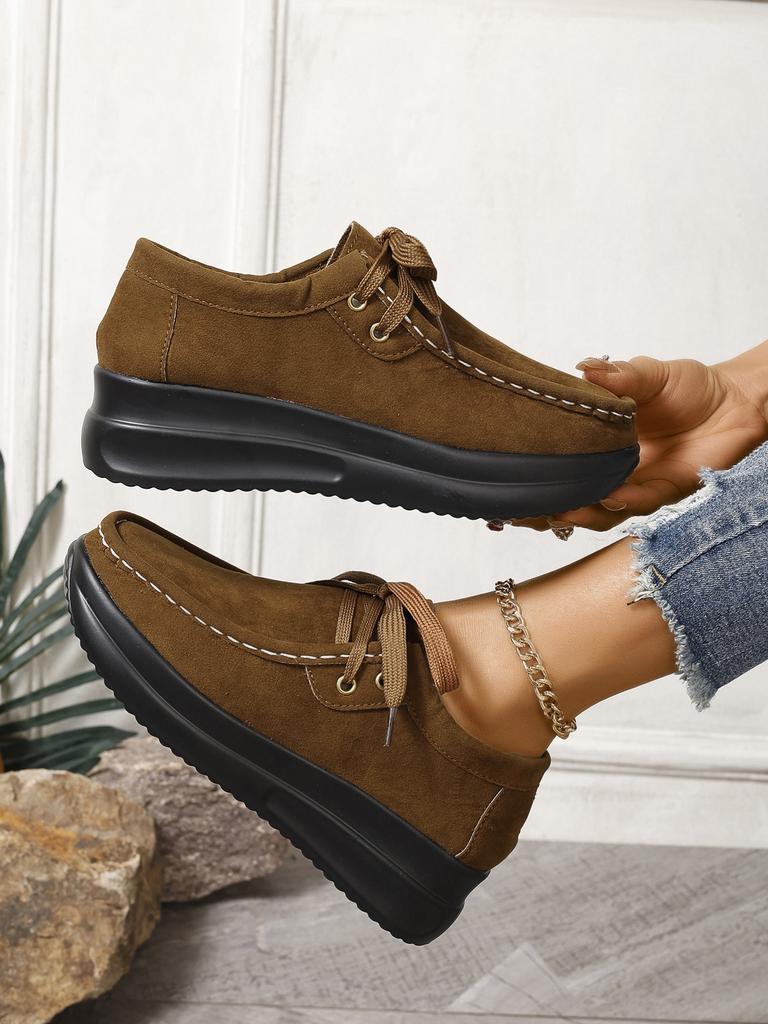 Foreign Trade Large Size 2025 Spring and Summer New Large Size Lace-up European and American Single Shoes Platform Casual Women's Shoes