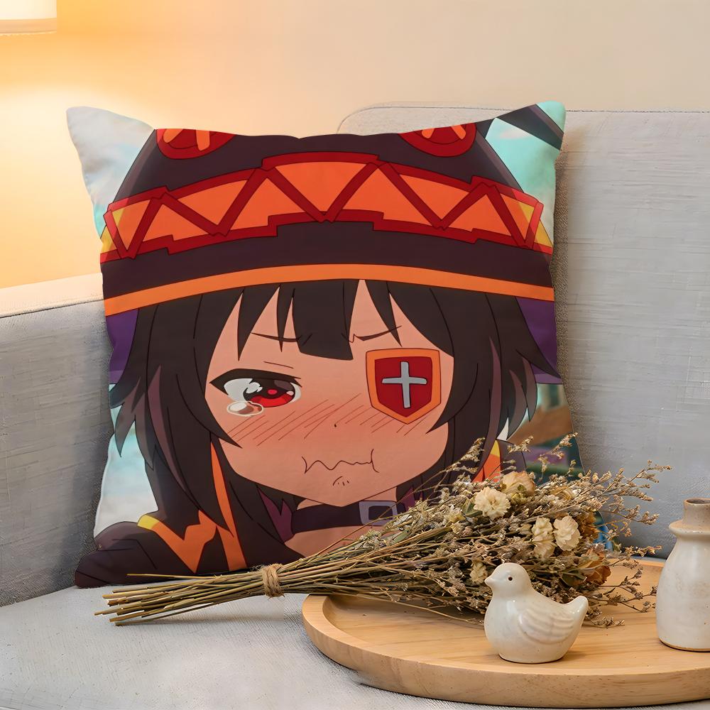 Наволочка Лен  Гипоаллергенная Мягкая Декоративная Наволочка Для Дивана Домашний Декор Горячий Аниме KKonoSuba MMegumin Наволочка 30x30cm