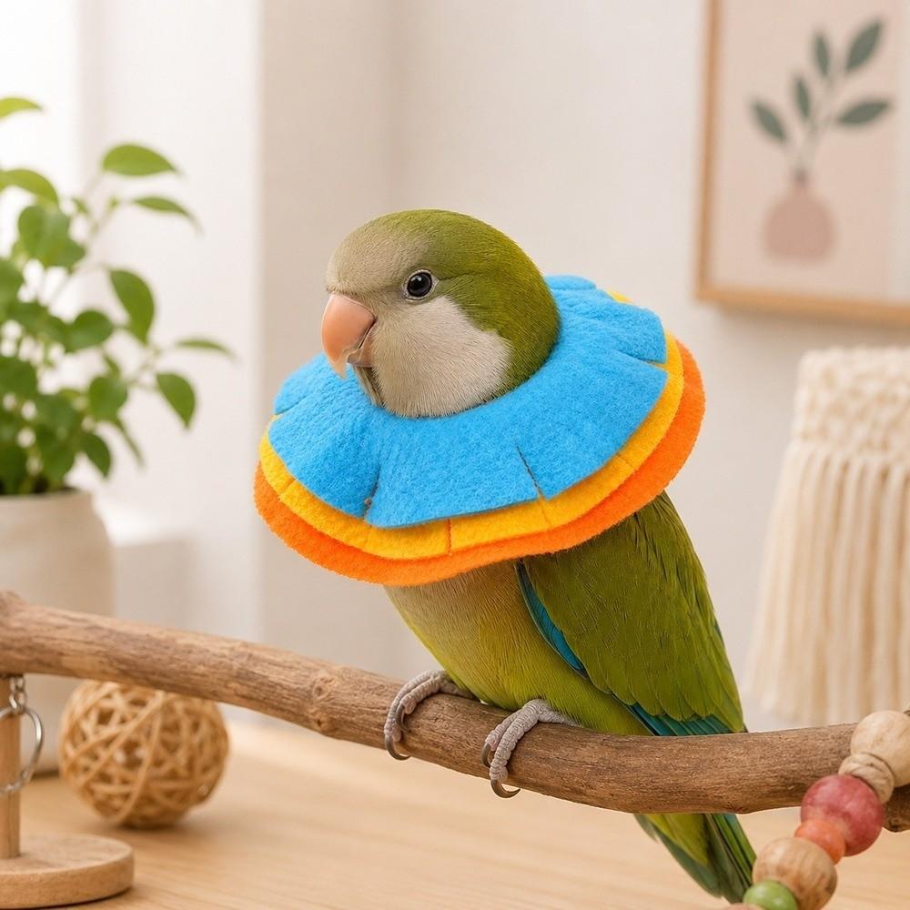 Anti-Bite Parrot Elizabethan Collar Comfortable Soft Bird Protective Collar Breathable Colorful Anti Lick Recovery Collar