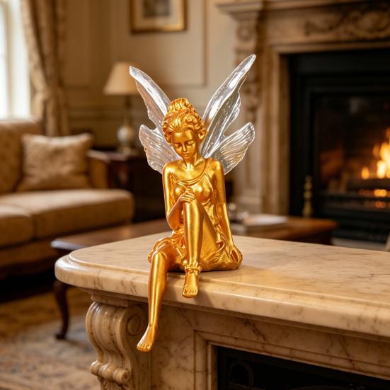 Decorative Ornament, Flower Fairy Design Small Decorative Sculpture, Home Living Room Bedroom Office Table Decoration