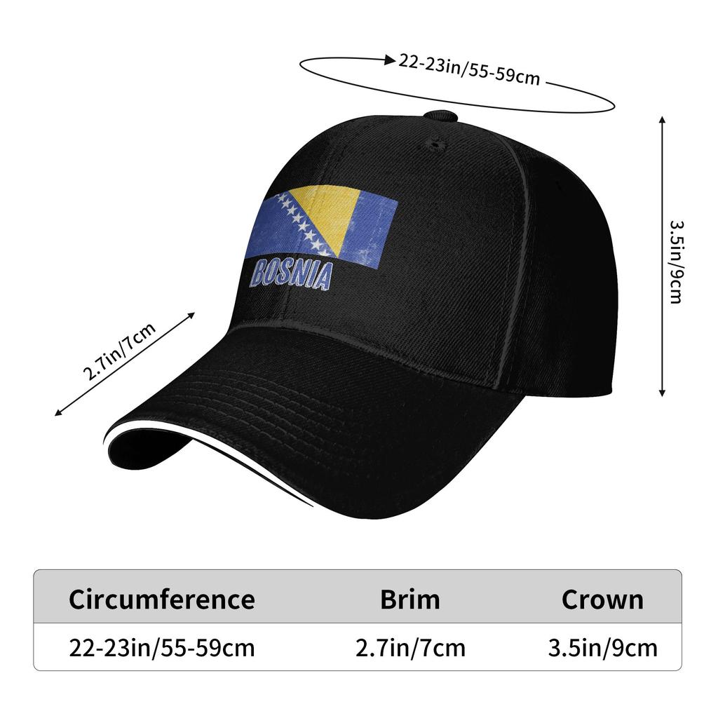Vintage Retro Flag of Bosnia Herzegovina Grunge look Pool Party Baseball Caps Men Adult Female Beach Sun Hat Hip Hop Trucker Cap