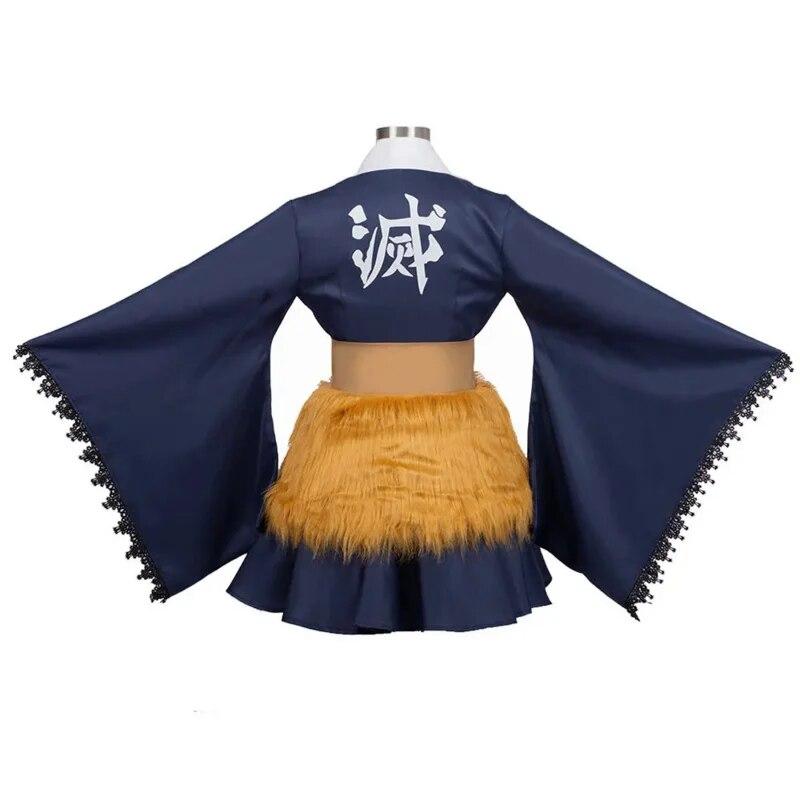 Hashibira Inosuke Cosplay Costumes Anime Demon Slayer Women Outfits Skirt Wig Maid Sets Kimetsu No Yaiba Girls Halloween Costume