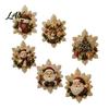 Christmas Tree Magnets 6Pcs DIY Faux Pearl Painting Fridge Magnet, Santa Snowman Stocking Winter Refrigerator Gingerbread Snowflake Handmade