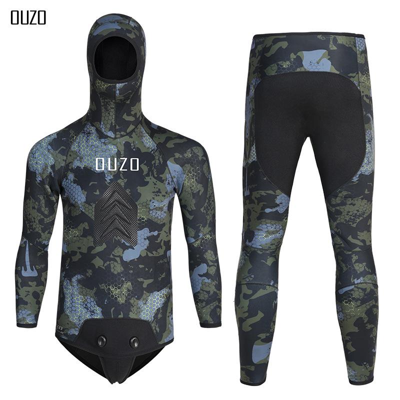 7MM Camouflage Two-Piece Wetsuit: Cold-Proof, Thickened Freediving & Fishing Gear