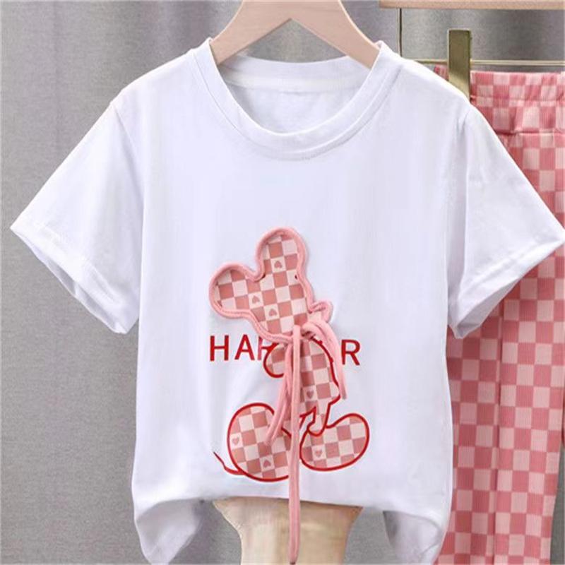 Girls Clothing Sets Summer Kids Fashion T-Shirts Suits Print Short Sleeve Tops+Pants 2Pcs Children Sweet Outfits 2-10 Years