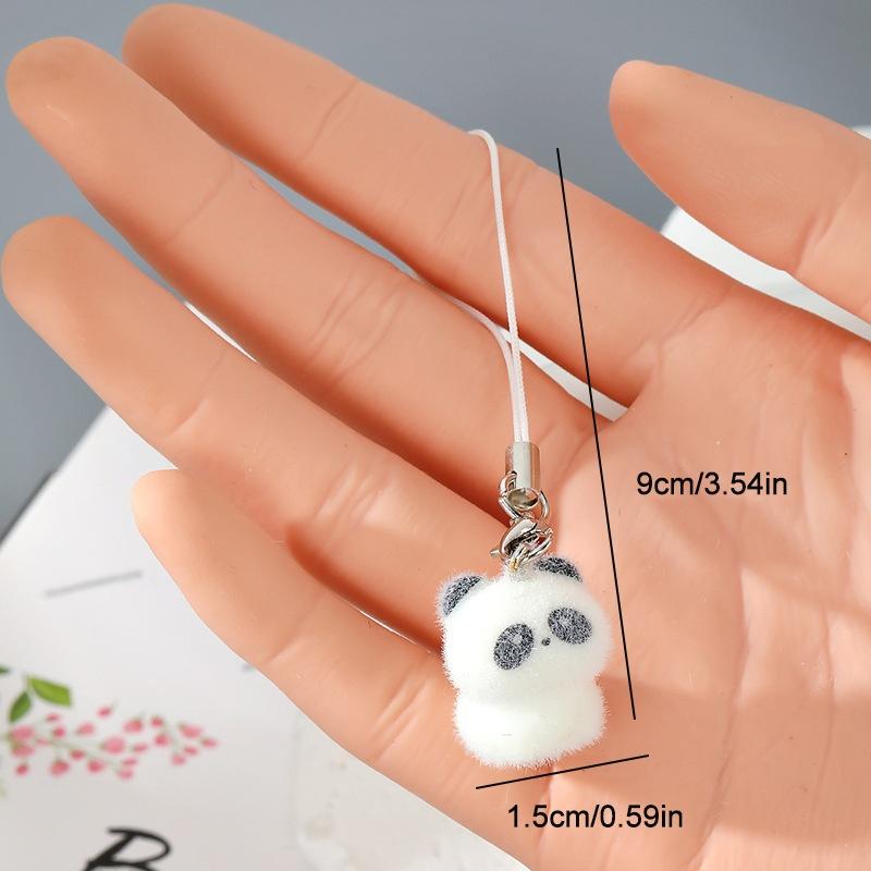 Flocking Penguin Hippopotamus Animal Keychains Phone Lanyard Resin Cute Tiger Beaver Bear Rhinoceros Bag Earphone Case Pendant