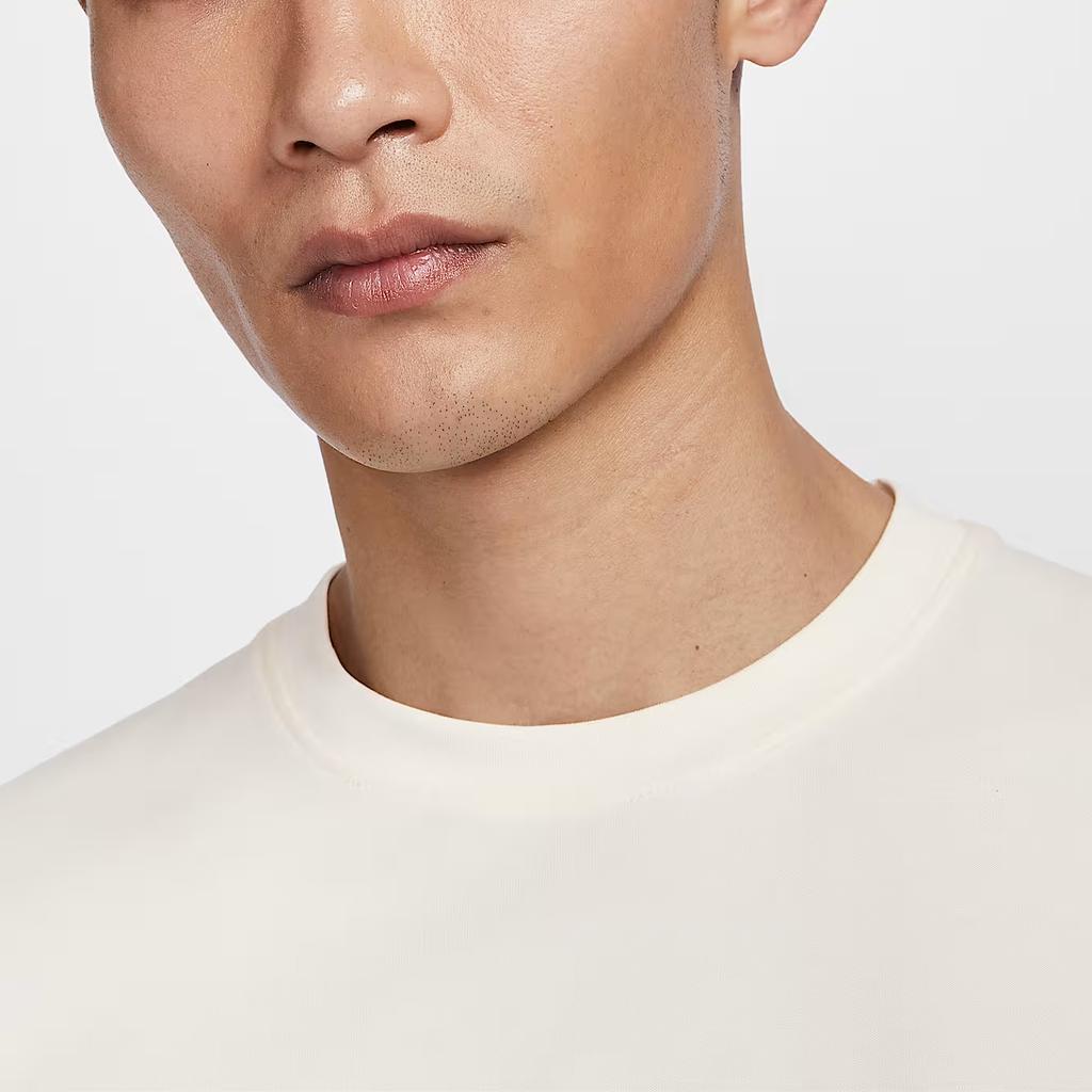 Nike Dri-Fit Primary Solid Soft Comfortable Breathable Casual Long Sleeve T-Shirt Men Tops Light-Ivory FB8586-110