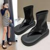Fashion Summer mid heel solid color novel high-quality women's sandals new fashionable versatile flat bottomed clip on flat shoes