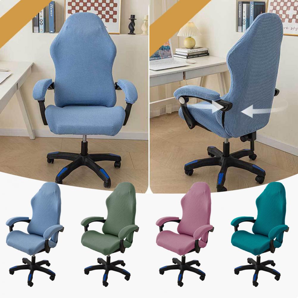 1 Set Stylish Nordic Gaming Chair Cover Soft Elasticity Non-Slip Dust-Proof Polar Fleece Armchair Slipcovers