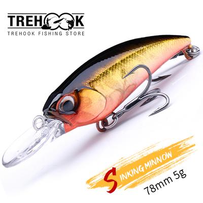 Minnow Slow Sinking Crankbaits Fishing Lure 78mm 5g Lifelike Swimbait Fishing Bait Artificial Popper Vib Pike Wobblers