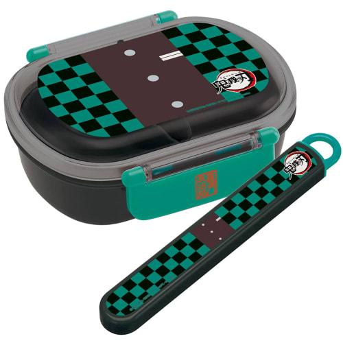 Skater Children's Antibacterial Slide and Chopstick Case Set, Demon Slayer: Kimetsu No Yaiba (Tanjiro Kamado) Design, Made In Japan (ABS2AMAG-A)