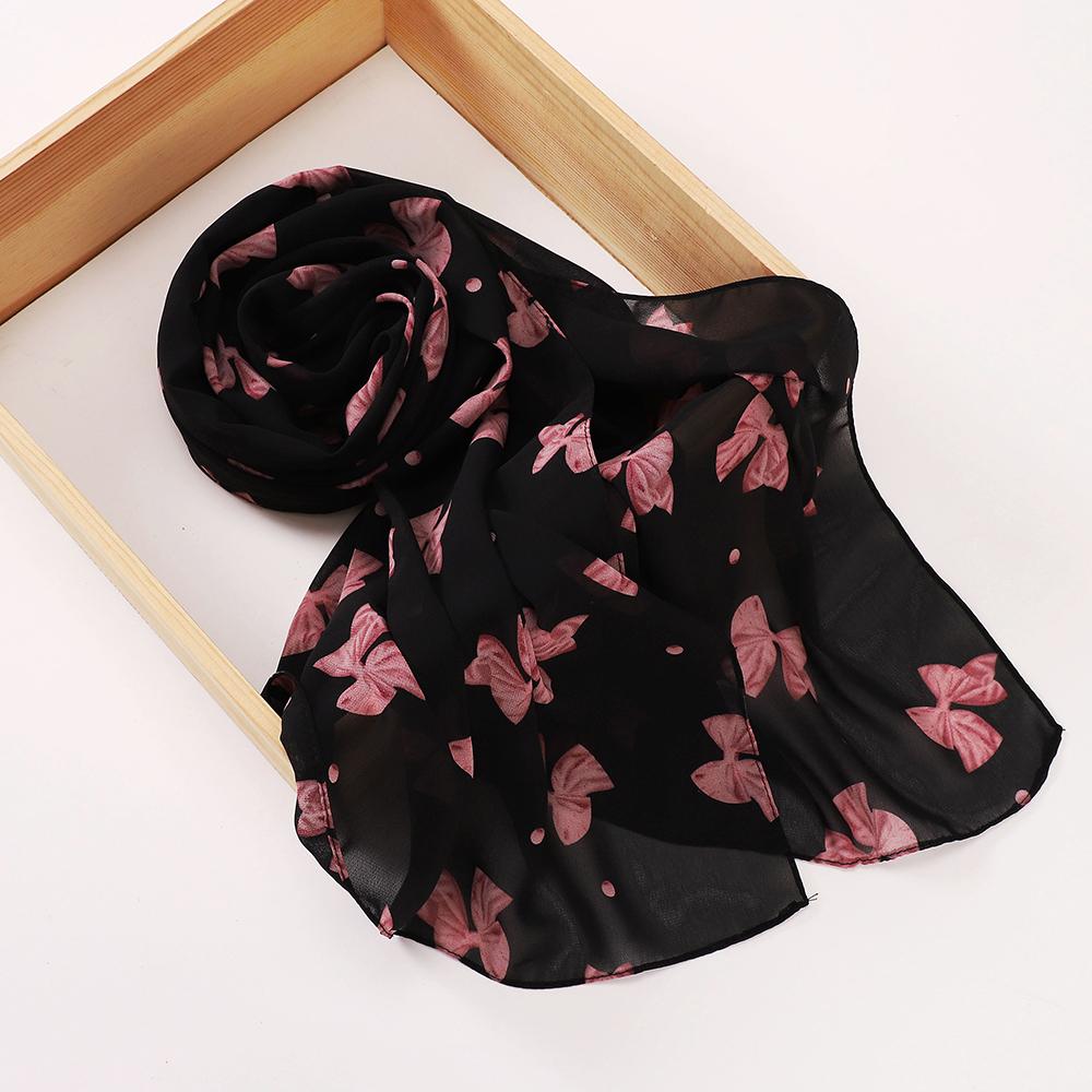 Pearl Chiffon Hijab Scarf Printed Dot Shawls Malaysian Arab Headscarf Wraps for Women Flower Foulard Bufanda Tudung Bawal