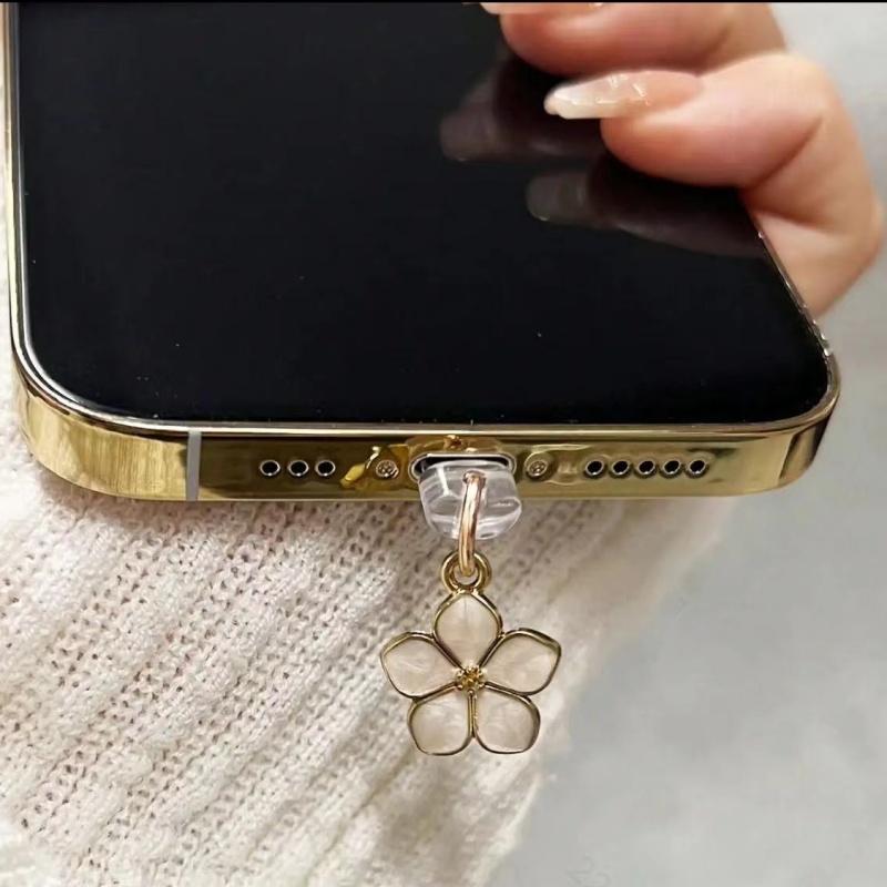 1pc Simple Flower Mobile Phone Dust Plug for IPhone/Type-C