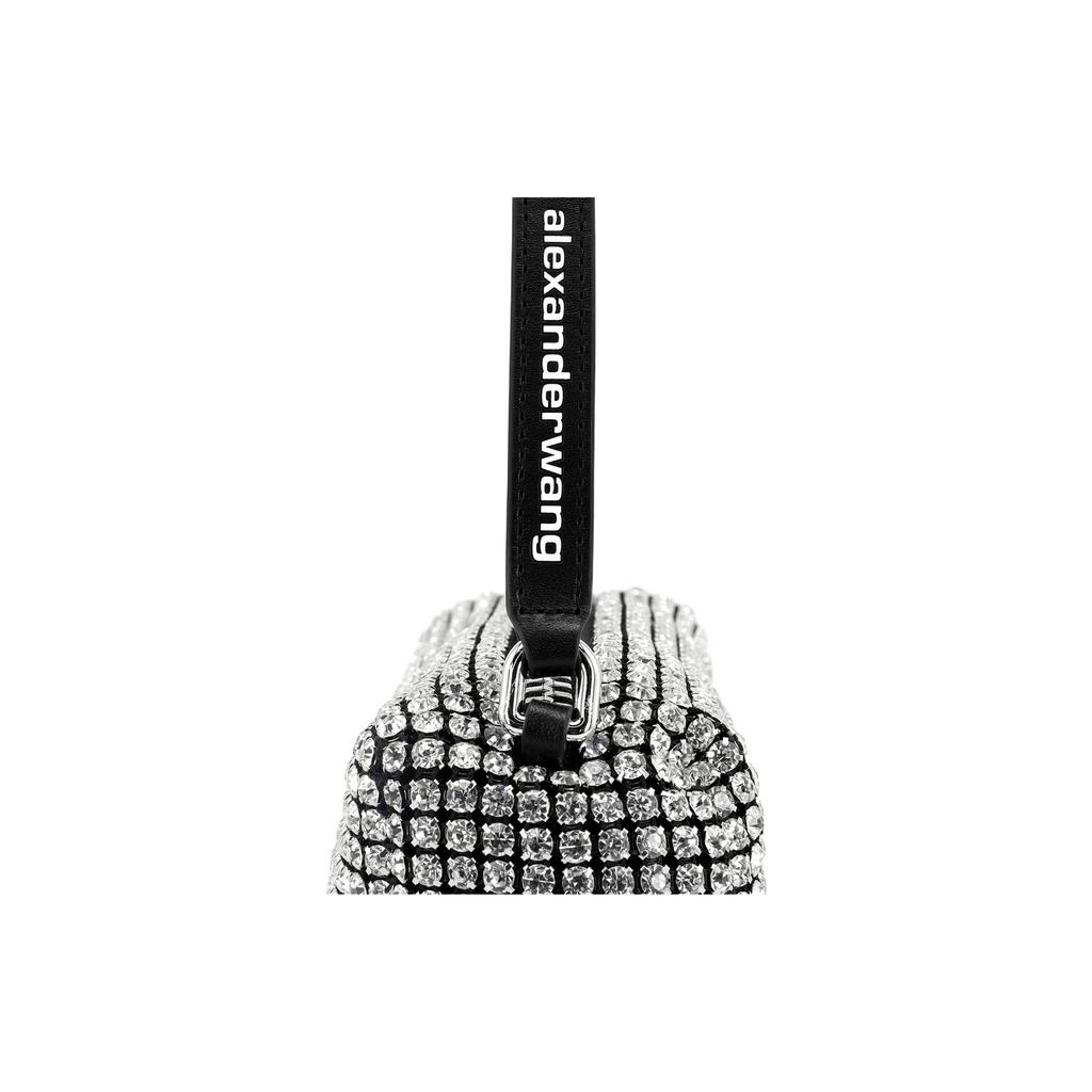 Alexander Wang Heiress Bolsa de Mão Pequena de Couro com Diamantes Brancos Bolsa de Ombro Tote Médio Feminina Branca